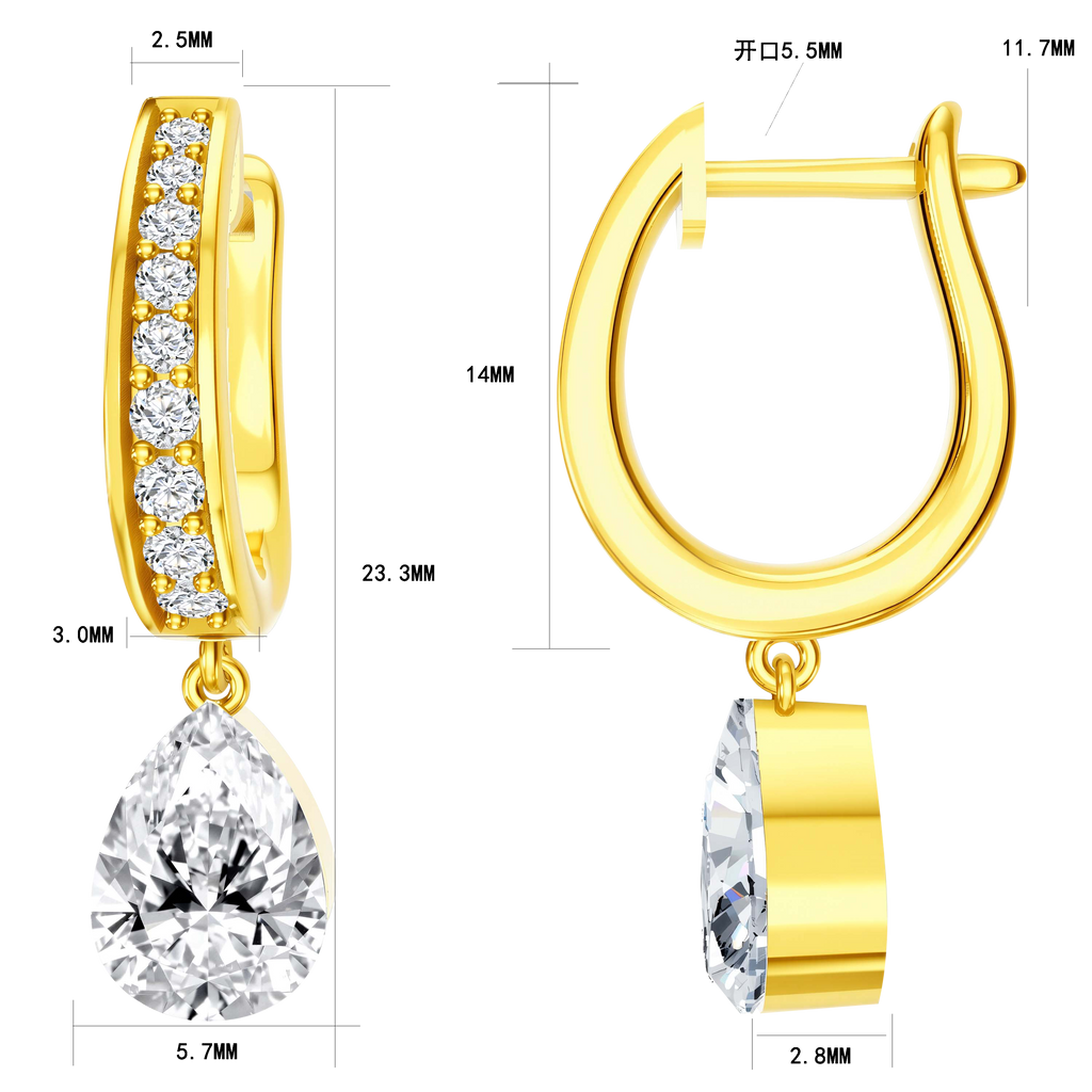 14KY Gold with Lab Diamond Earrings - Pearl