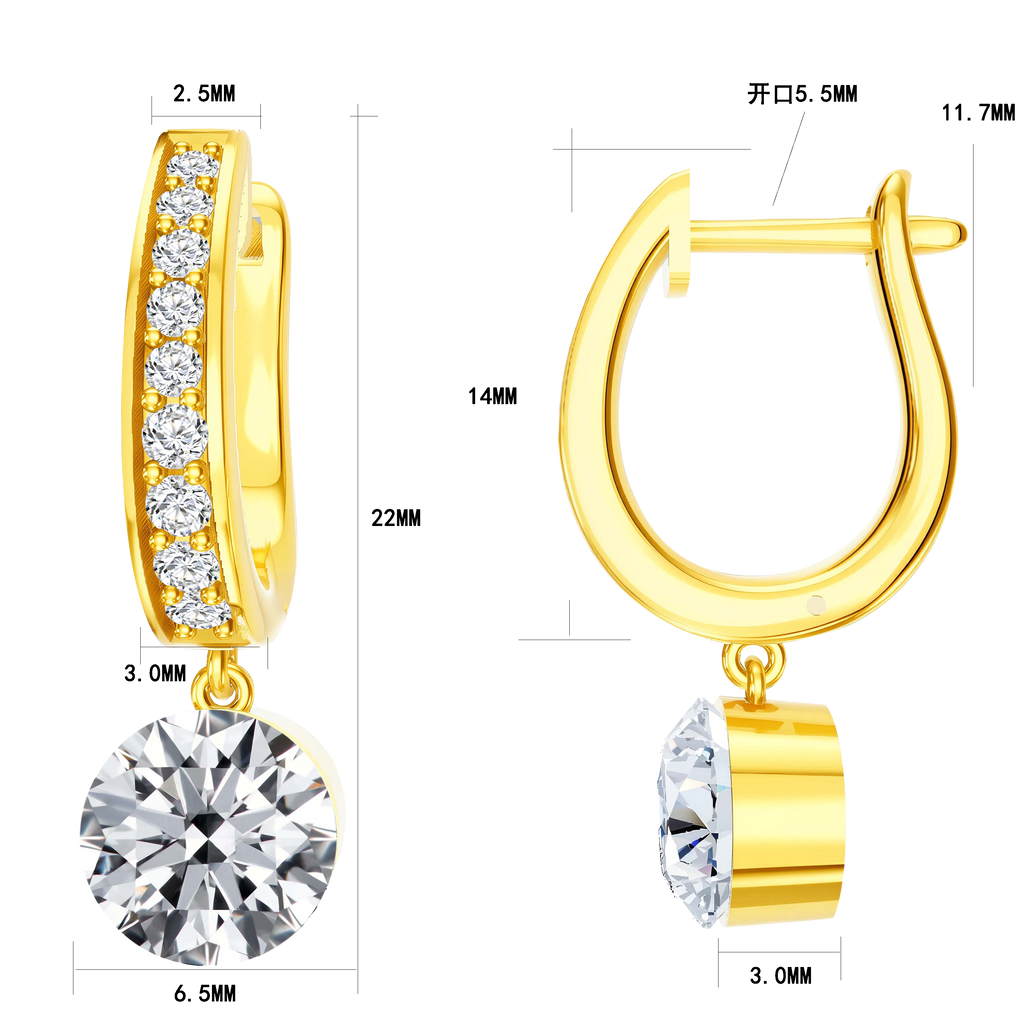 14KY Gold with Lab Diamond Earrings - Round