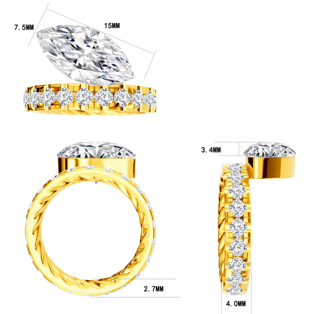 14KY Gold with Lab Diamond Ring - Marquise