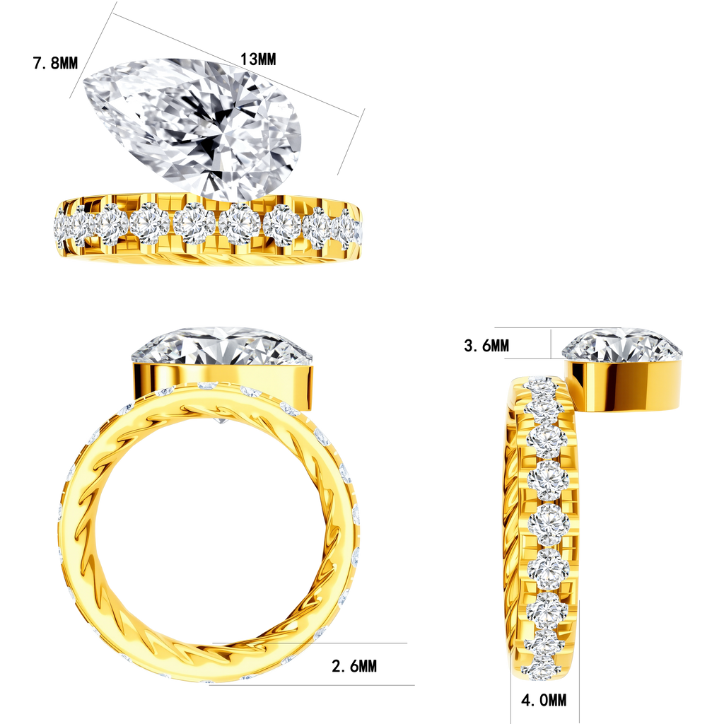 14KY Gold with Lab Diamond Ring - Pearl