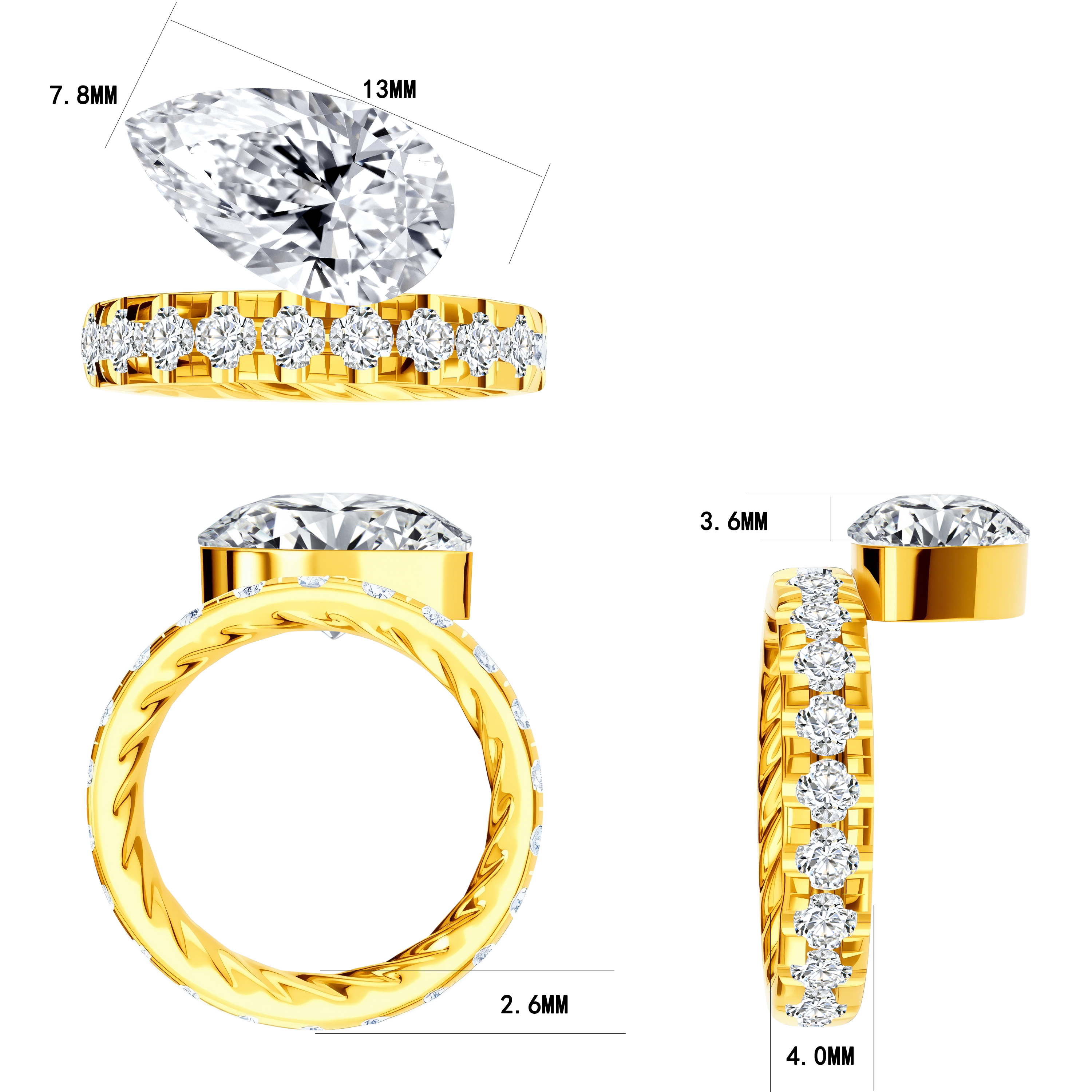 14KY Gold with Lab Diamond Ring - Pearl