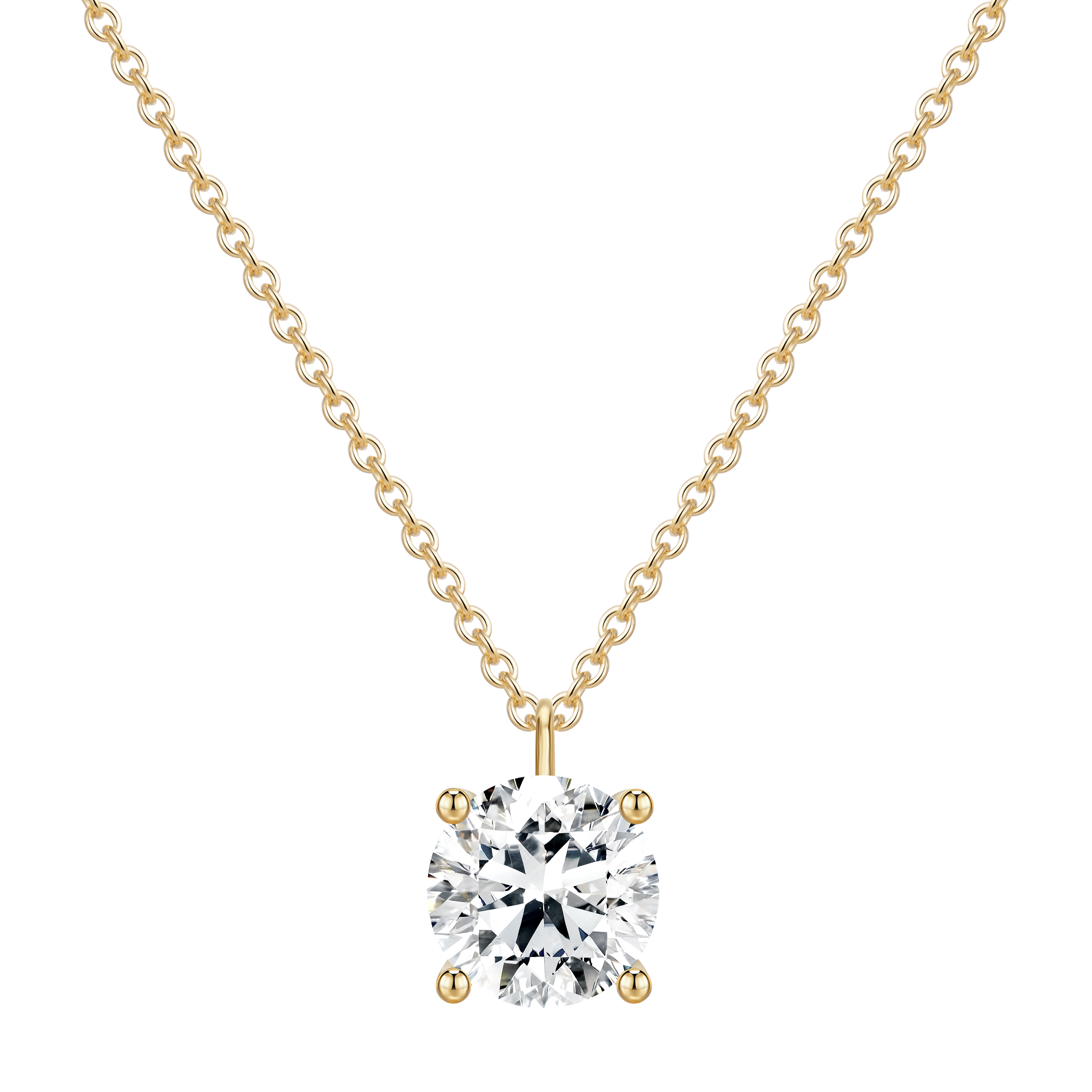 14KY Gold with Lab Diamond Mounting Necklace Round